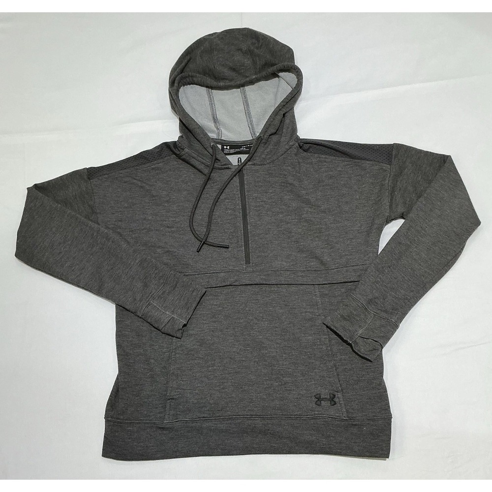 Under Armour Hoodie Womens Small Grey Pullover Loose Fit Activewear Thumb Holes